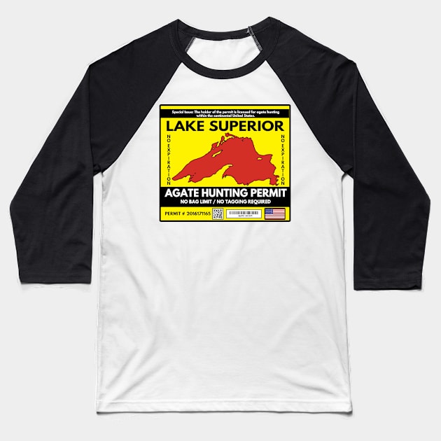 Lake Superior Agate Hunter Permit Baseball T-Shirt by In-Situ